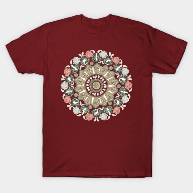 Llama Yoga Mandala T-Shirt by huebucket